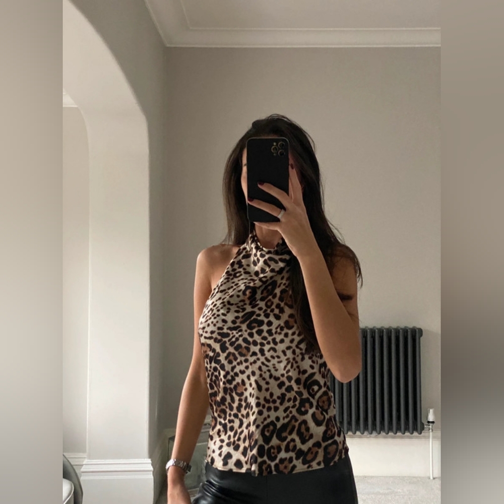 Zara animal print halter top satin